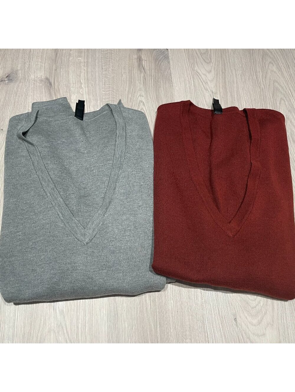 MarlaWynne V Neck Tunic Sweater Lot 2 XL Grey Burgundy
